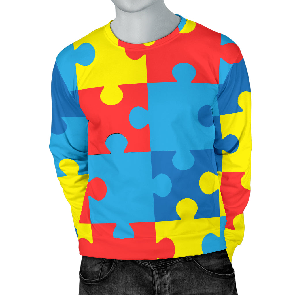 Autism Awareness Puzzles Design Print Men Long Sleeve Sweatshirt