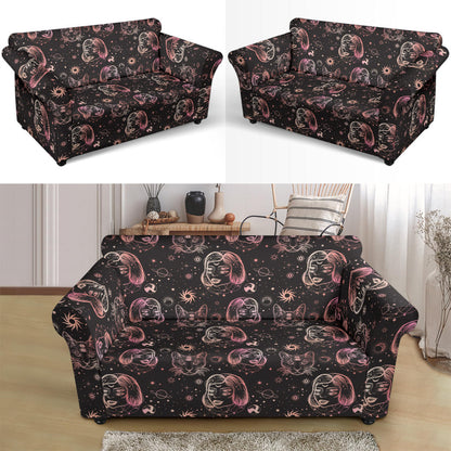 Third Eye Girl Cat Print Design LKS305 Loveseat Couch Slipcover