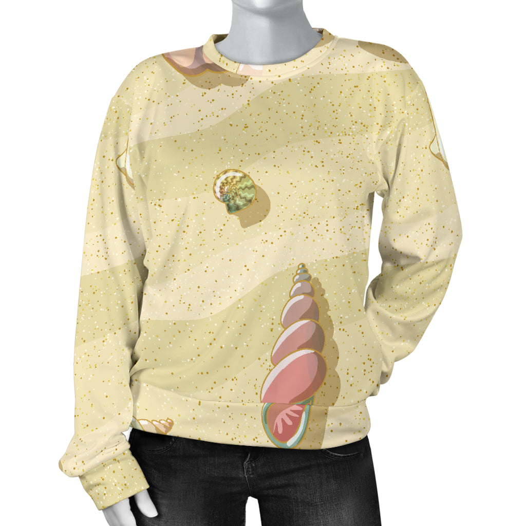 Beach with Seashell Theme Women Long Sleeve Sweatshirt