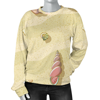 Beach with Seashell Theme Women Long Sleeve Sweatshirt