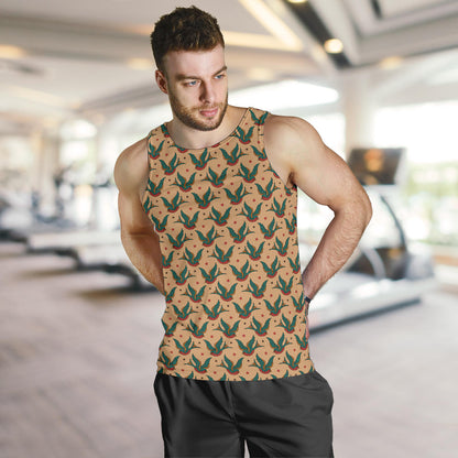 Old School Tattoo Swallow Design Men Tank Top
