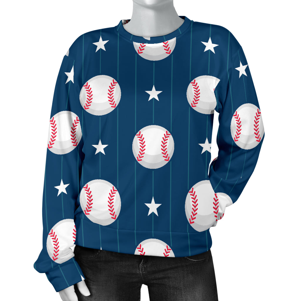 Baseball Star Print Pattern Women Long Sleeve Sweatshirt