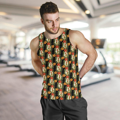 Hawaiian Flower Hula Hibiscus Print Men Tank Top