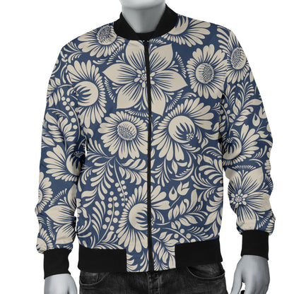 Elegant Floral Print Pattern Men Bomber Jacket