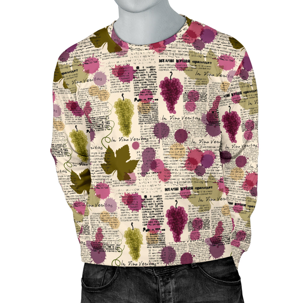 Wine Style Design Print Men Long Sleeve Sweatshirt