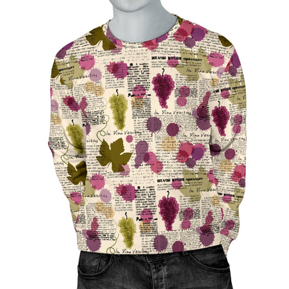 Wine Style Design Print Men Long Sleeve Sweatshirt