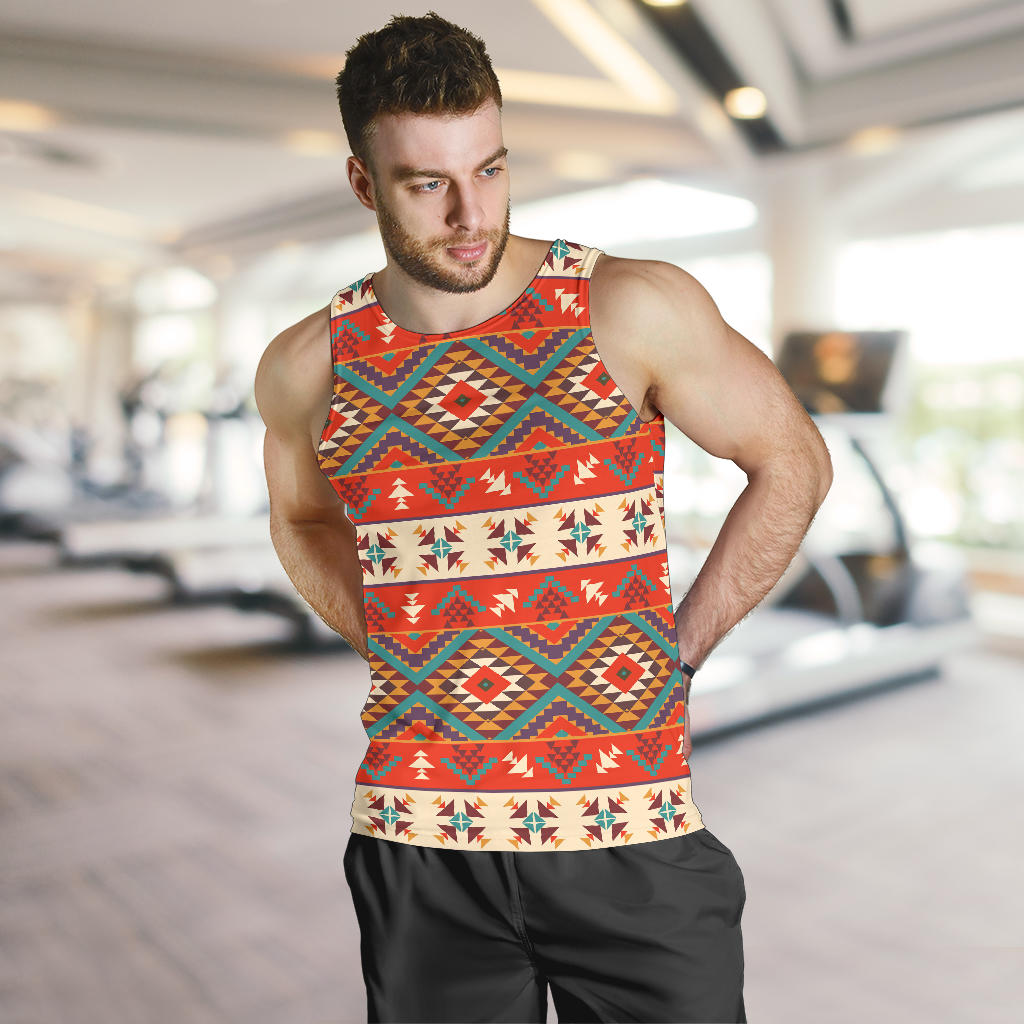 Aztec Red Print Pattern Men Tank Top