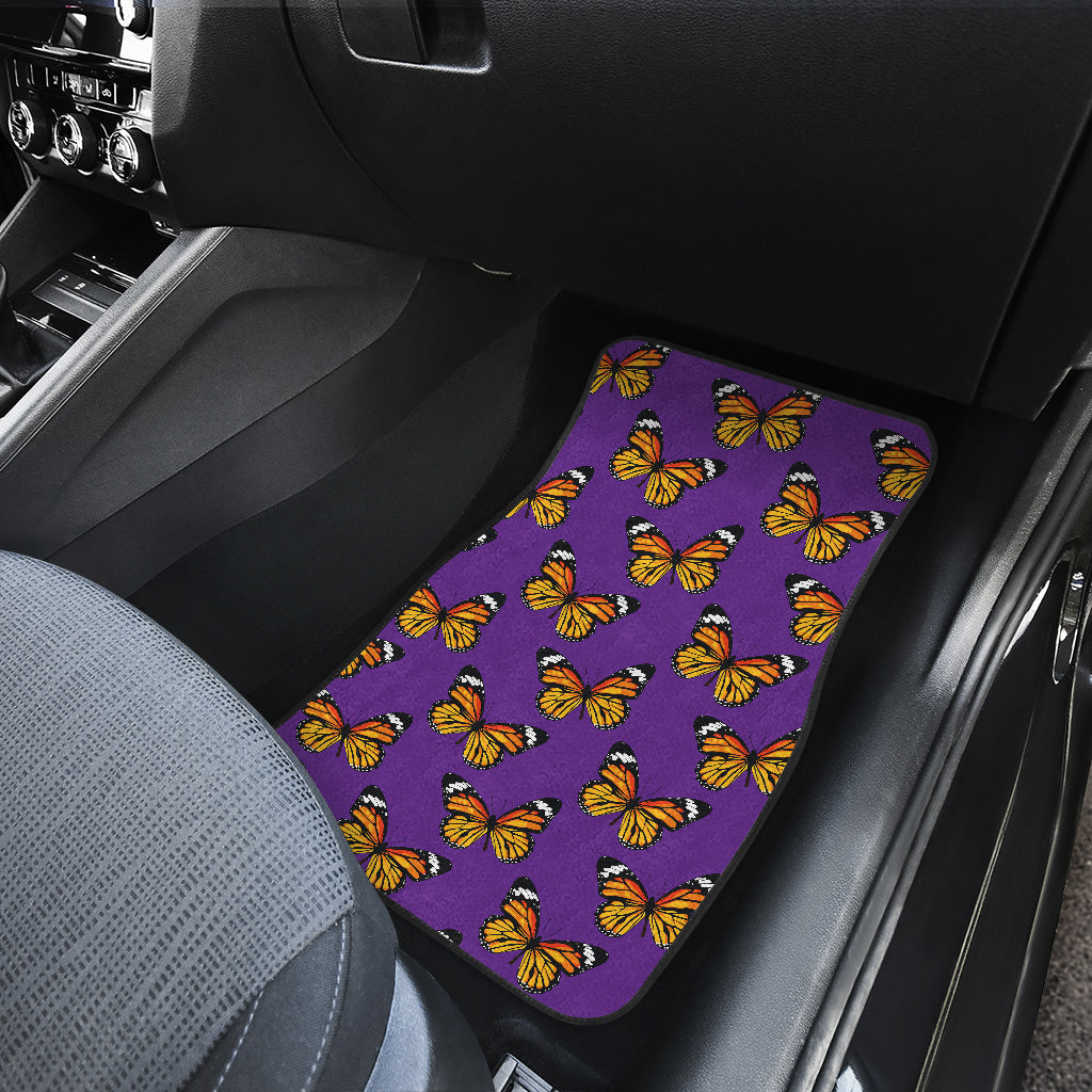 Monarch Butterfly Purple Print Pattern Car Floor Mats Front Back