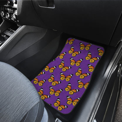 Monarch Butterfly Purple Print Pattern Car Floor Mats Front Back