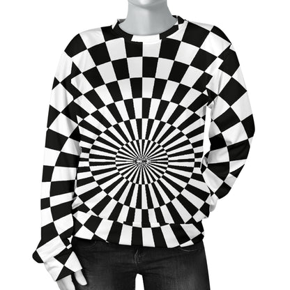 Checkered Flag Optical illusion Women Long Sleeve Sweatshirt