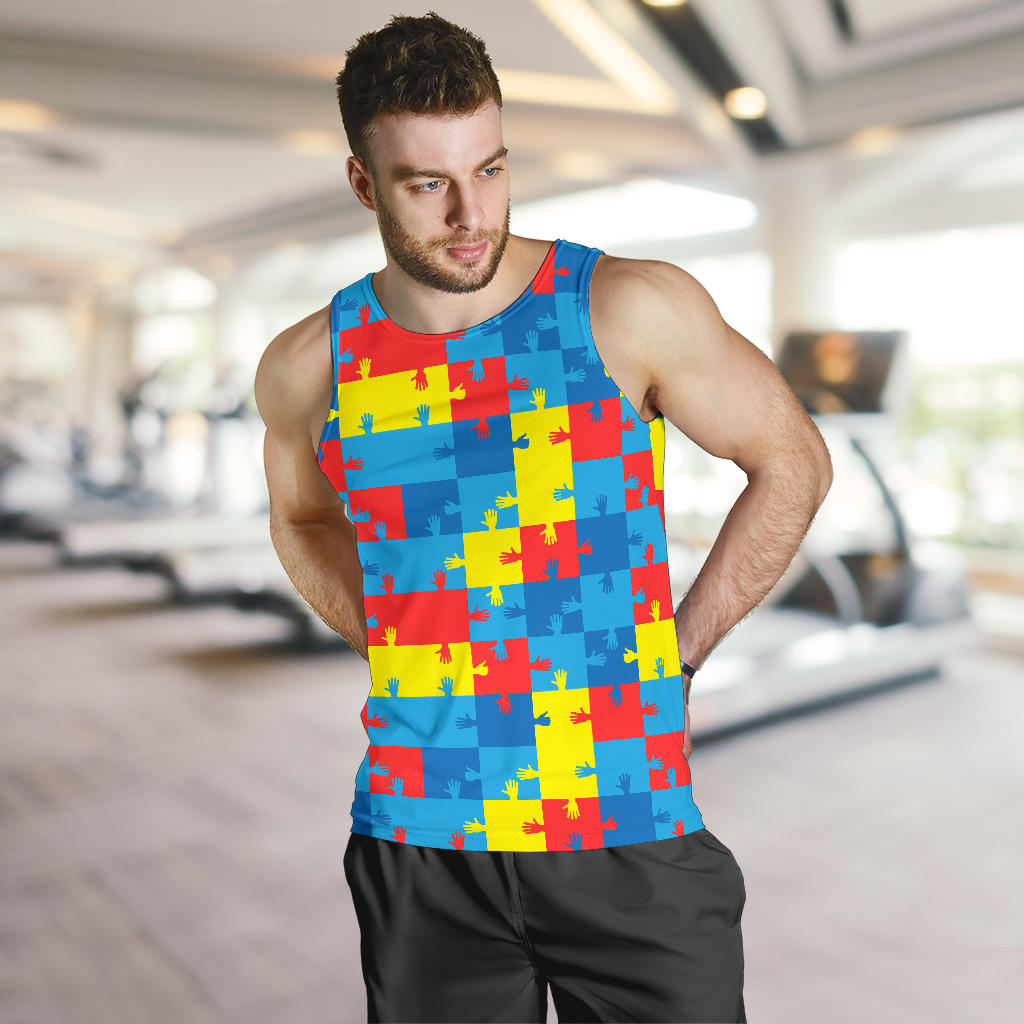 Autism Awareness Design Themed Print Men Tank Top