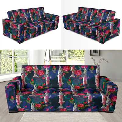 Barracuda with Folwer Pattern Print Design 01 Sofa Slipcover