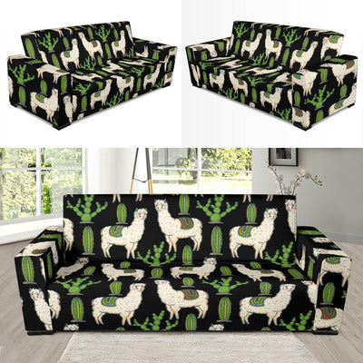 Llama Cactus Pattern Print Design 011 Sofa Slipcover