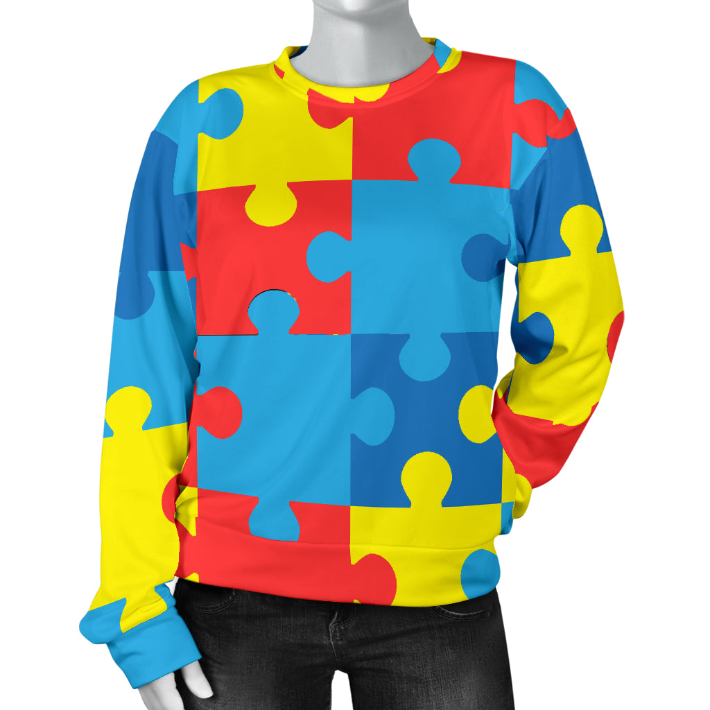Autism Awareness Puzzles Design Print Women Long Sleeve Sweatshirt