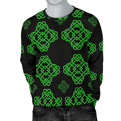 Celtic Knot Green Neon Design Men Long Sleeve Sweatshirt