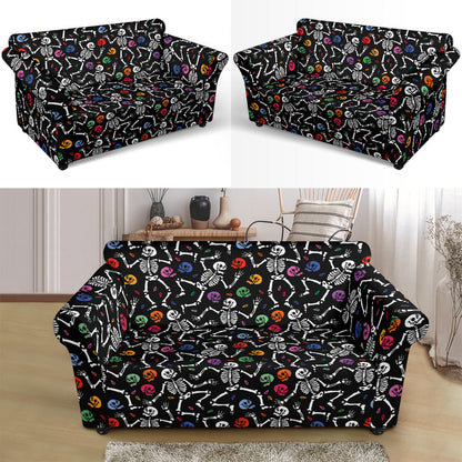 Skeleton Print Design LKS307 Loveseat Couch Slipcover