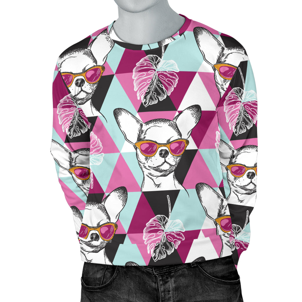 Chihuahua Cute Triangle Pattern Men Long Sleeve Sweatshirt