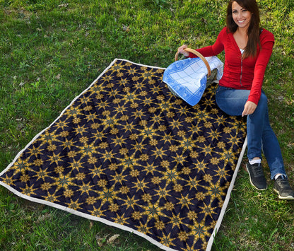 kaleidoscope Gold Print Design Quilt Bedspread