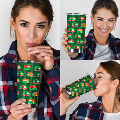 Camper Camping Christmas Themed Print Tumbler