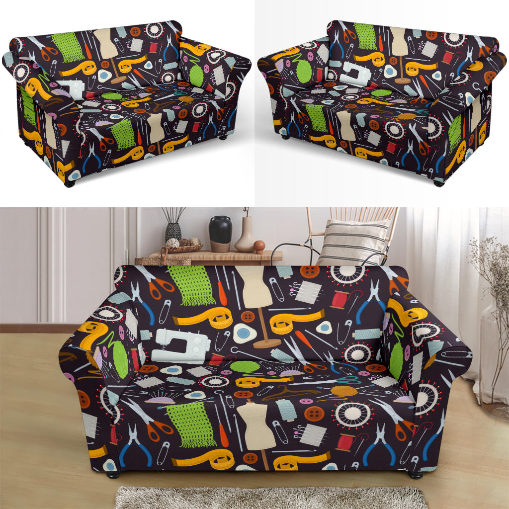 Sewing Equipment Print Design LKS308 Loveseat Couch Slipcover