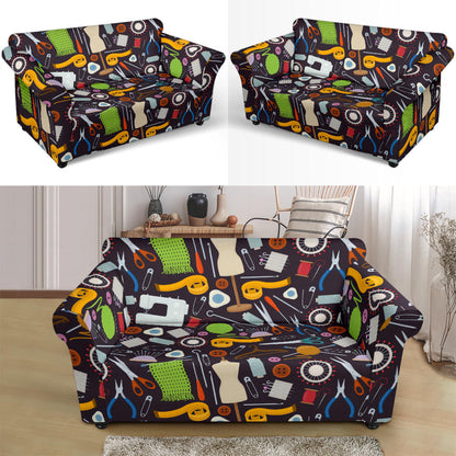 Sewing Equipment Print Design LKS308 Loveseat Couch Slipcover