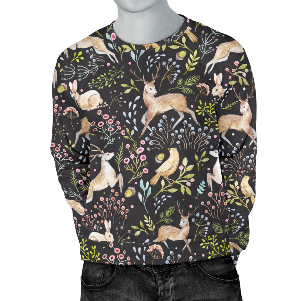 Deer Floral Jungle Men Long Sleeve Sweatshirt