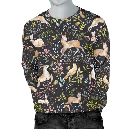 Deer Floral Jungle Men Long Sleeve Sweatshirt