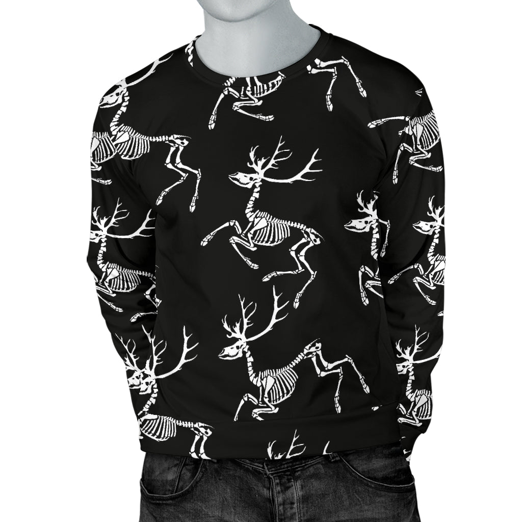Deer Skeleton Print Pattern Men Long Sleeve Sweatshirt