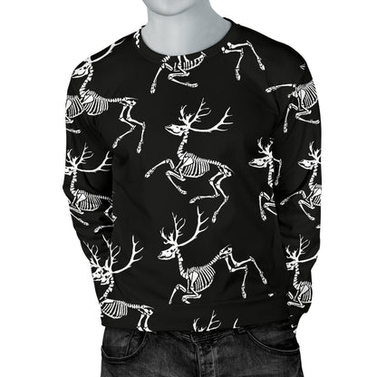 Deer Skeleton Print Pattern Men Long Sleeve Sweatshirt