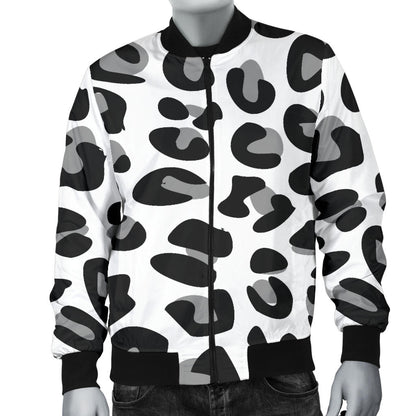 Snow Leopard Skin Print  Men Bomber Jacket