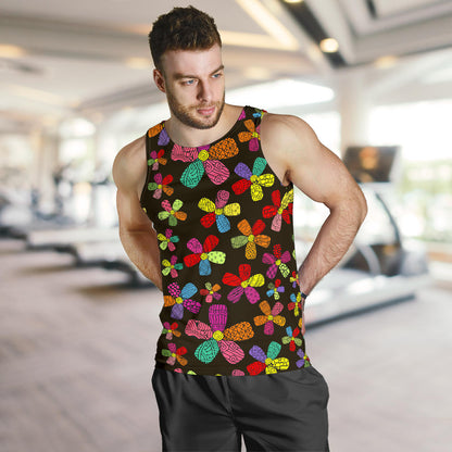Flower Power Colorful Print Pattern Men Tank Top