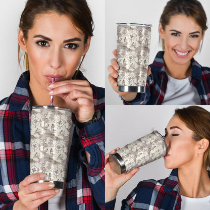 Nautical Map Design Themed Print Tumbler