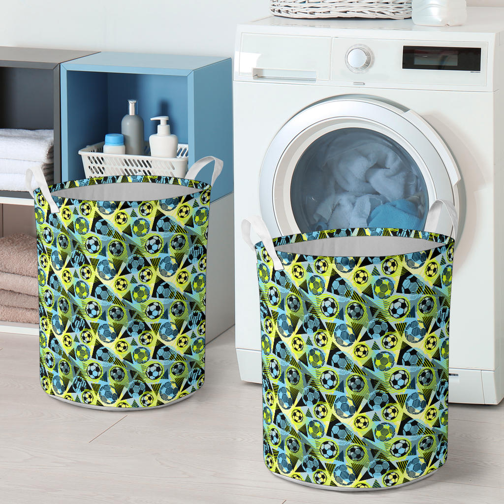 Soccer Ball Themed Print Design Laundry Basket