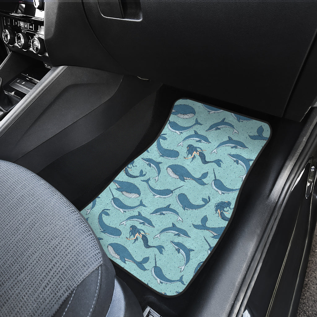 Narwhal Themed Print Car Floor Mats Front Back