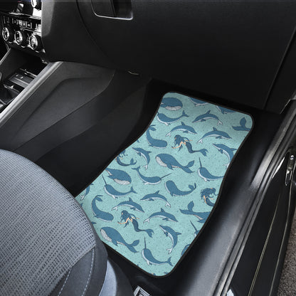 Narwhal Themed Print Car Floor Mats Front Back