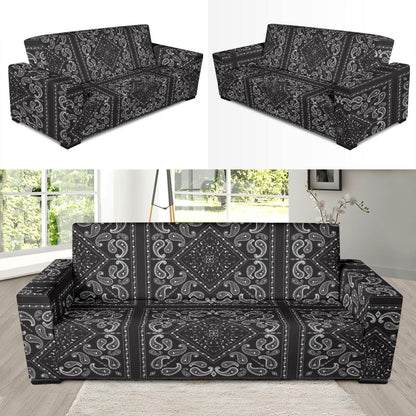 Bandana Black White Print Design LKS302 Sofa Slipcover