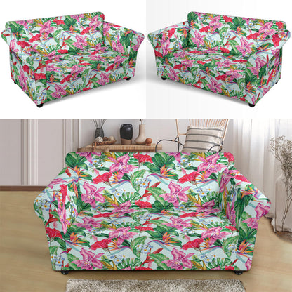 Tropical Flower Print Design LKS304 Loveseat Couch Slipcover