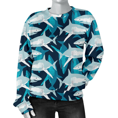 Shark Design Print Women Long Sleeve Sweatshirt