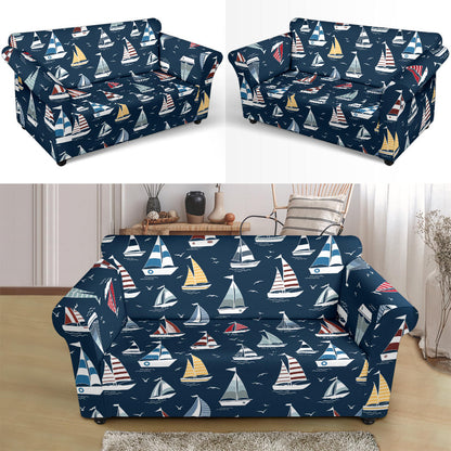 Sailboat Print Design LKS306 Loveseat Couch Slipcover