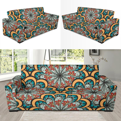 Mandala Pattern Print Design 01 Sofa Slipcover