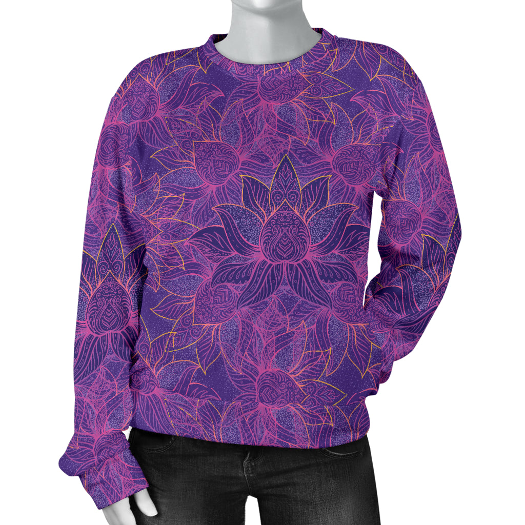 Bohemian Lotus Mandala Style Women Long Sleeve Sweatshirt