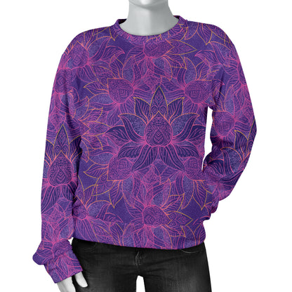 Bohemian Lotus Mandala Style Women Long Sleeve Sweatshirt