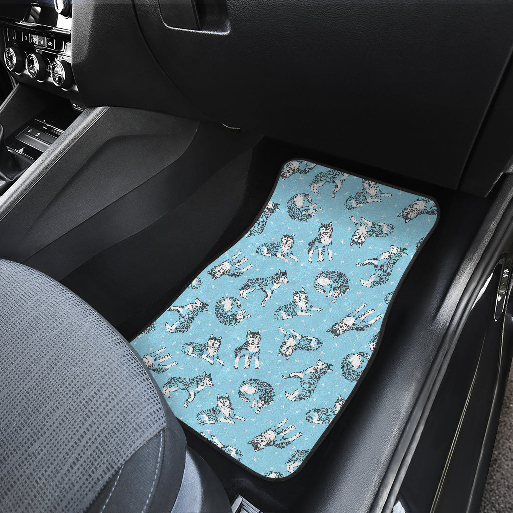 Wolf Design Print Pattern Car Floor Mats Front Back