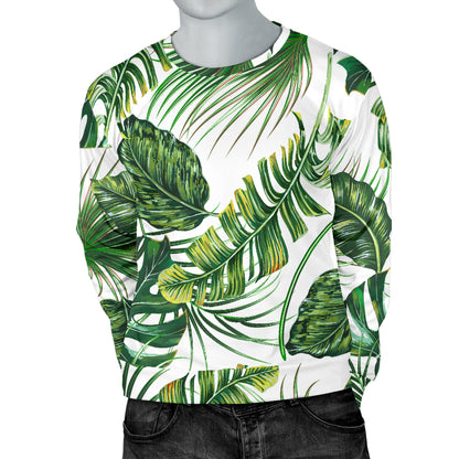 Green Pattern Tropical Palm Leaves Men Long Sleeve Sweatshirt