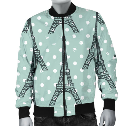 Eiffel Tower Polka Dot Print Men Bomber Jacket