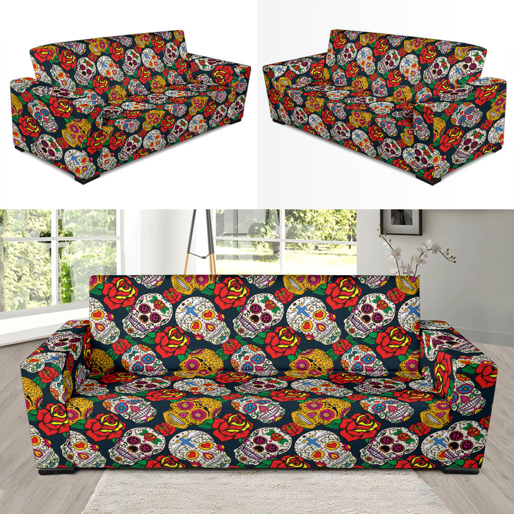Sugar Skull Print Design LKS306 Sofa Slipcover