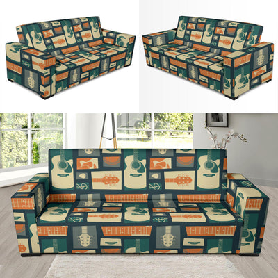 Acoustic Guitar Pattern Print Design 02 Sofa Slipcover