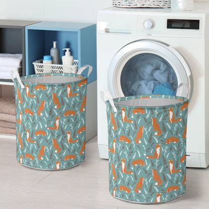 Fox Forest Print Pattern Laundry Basket