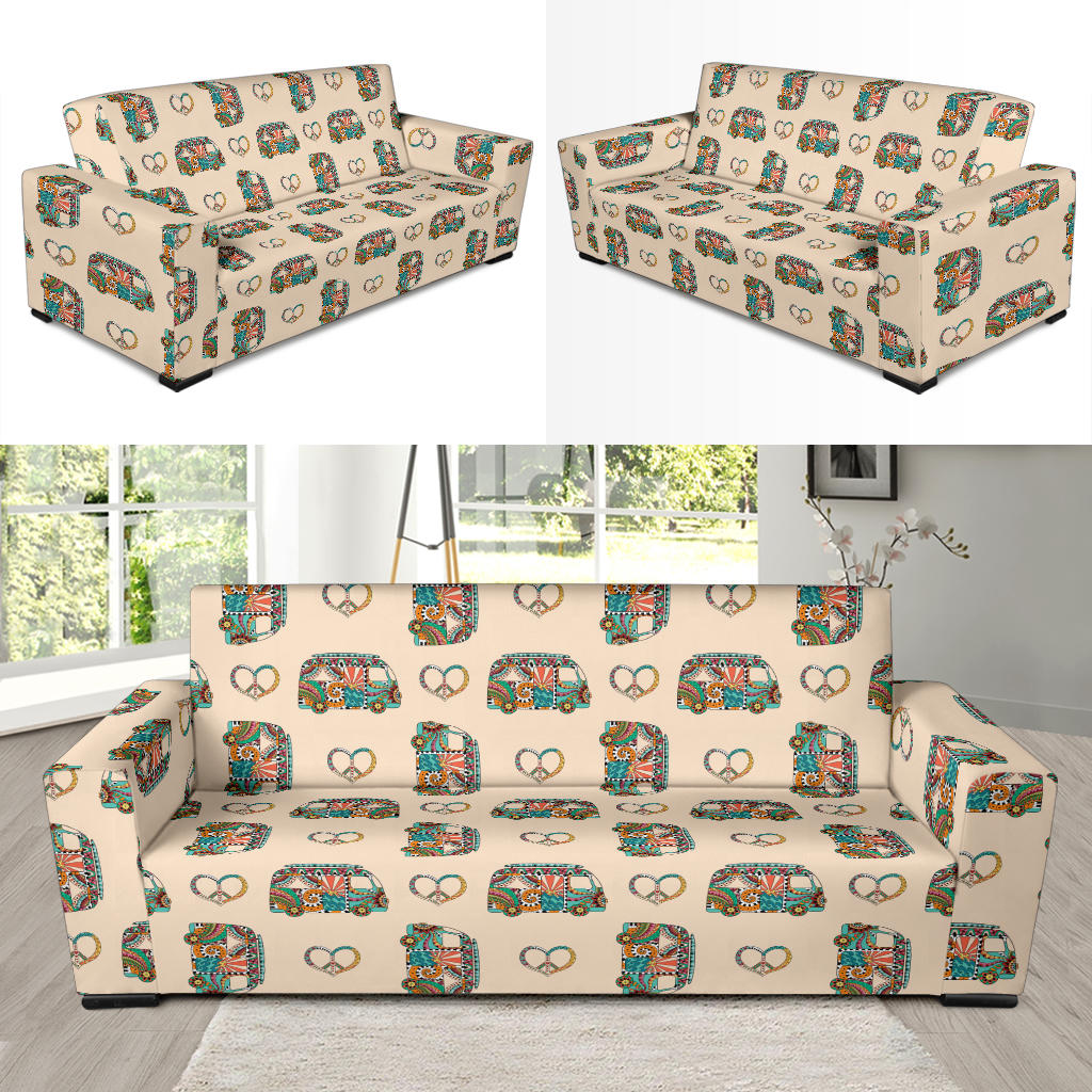 Hippie Van Peace Print Design LKS303 Sofa Slipcover