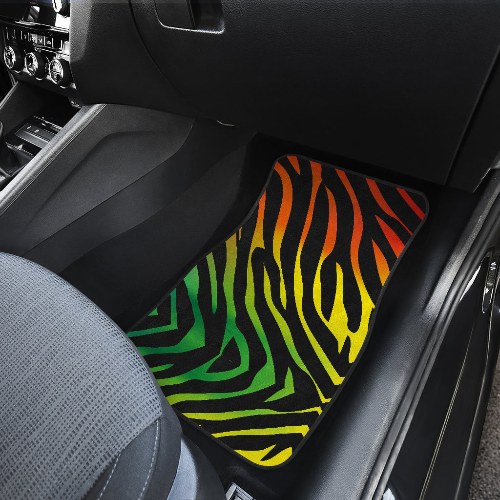 Rainbow Zebra Themed Print Car Floor Mats Front Back